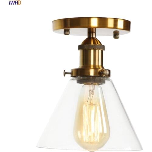 IWHD Plafonnier LED Glass Ceiling Lamp Living Room Kitchen Porch Loft Industrial Vintage Edison Ceiling Lights Lamparas De Techo
