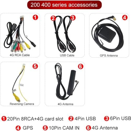 Navifly MIC RCA Rear camera USB 4G GPS cable