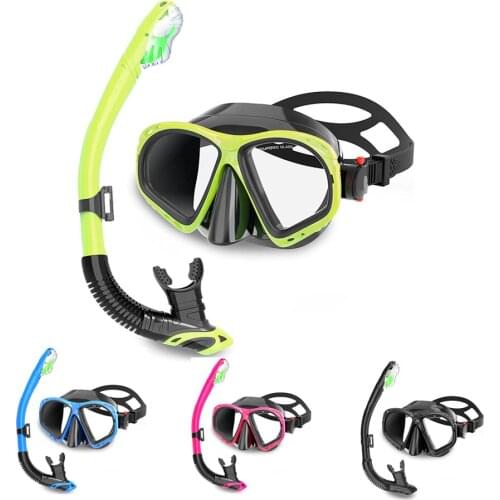 Snorkel Mask Set Snorkeling Gear for Adults Youth, Anti-Fog 180° Panoramic View Scuba Diving Mask Pool Underwater Swim Goggles