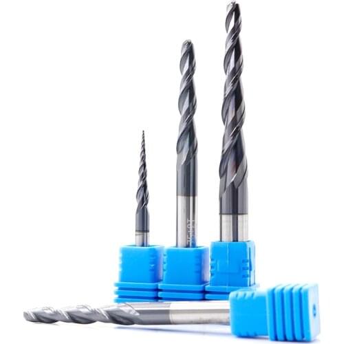 VACK Milling Cutter Tungsten Solid Carbide Cnc Taper Ball Nose End Mills For Wood Metal Router Bits Ball Nose Tapered End Mill