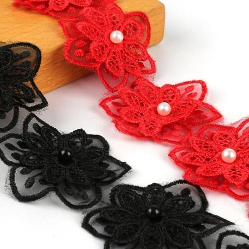 1yard Multicolor Flower Soluble Organza Lace Trim Knitting Embroidered for DIY Craft Handmade Patchwork Ribbon Sewing Supplies