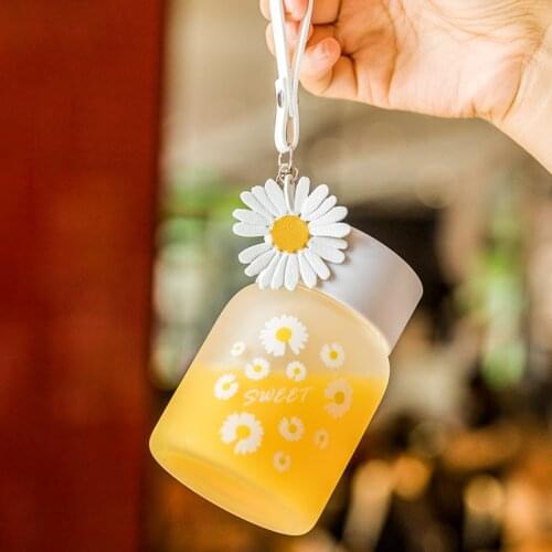 Small Daisy Glass Frosted In Summer Creative Lovely Water Cup Womens Summer Mini Cup Cute Water Bottle Glass Bottle Kawaii Cup