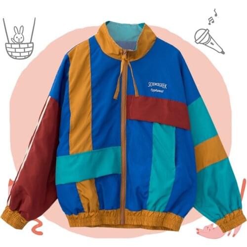 Science Man Series Autumn Chic Womens Sport Jacket Comfortable Trench Long Sleeve Zipper Patchwork Coat Outwear Vintage Style