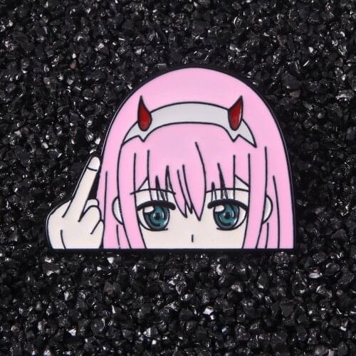 NEW Darling in the FranXX Zero Two Pins Anime Spray Paint Metal Badge Cosplay Enamel Lapel Anime Badges Brooch Bag Souvenir Gift