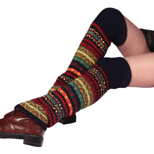 Autumn and Winter Bohemian Thickened Wool Leg Warmers For Women Warm Boots Cover Leg Protector Thermal Knitted Leg Warmers