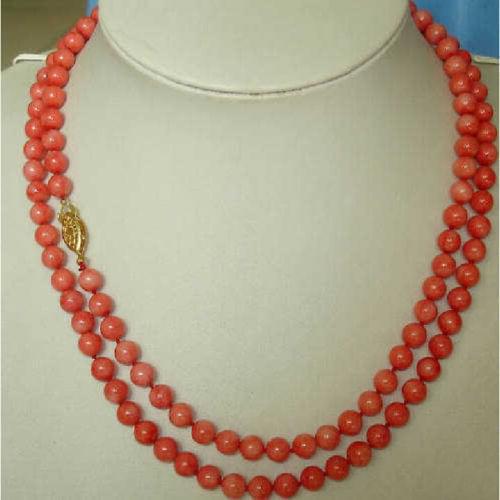 925silver PERFECT 32INCH NEW DESIGN LONG NATURAL 6MM RED CORAL NECKLACE