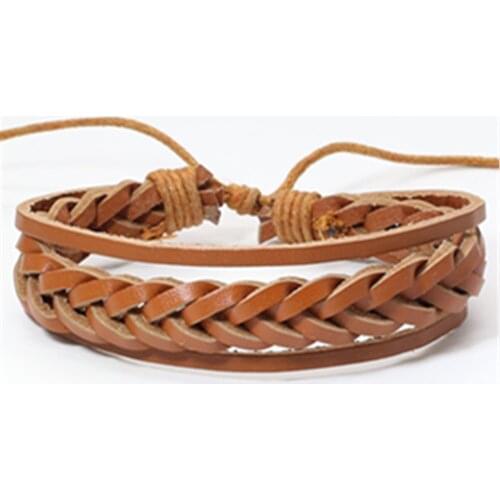 Braided Khaki Wristband Fashion Casual Handnade Rope Weave Woven Weave Men Women Leather Bracelets Female Male Jewelry HOT