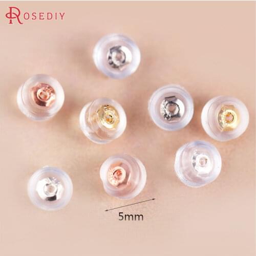 20PCS 5MM 18K Gold Color Brass and Rubber with Rubber Butterfly Stud Earring Back Stopper Jewelry Findings Earrings Accessories