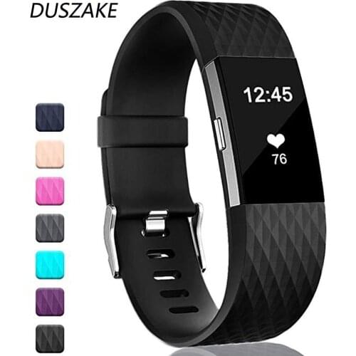 DUSZAKE 3D Silicon Wrist Strap For Fitbit Charge 2 Band Bracelet Accessories For Fitbit Charge 2 Strap Smart Wristband Strap