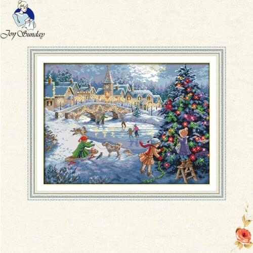 Christmas gift Winter scenery 11CT 14CT DIY Cross Stitch Kits DIY Needlework Set Wholesale Scenery Cross-stitch Kit Embroidery