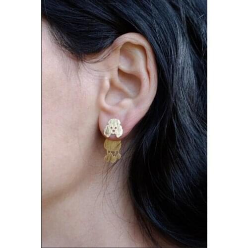 Wholesale Poodle Earrings , Dog Ear , Poodle Lover Gifr , Poodle Studs , Gold poodle Posts