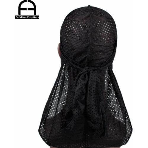 Summer Men Mesh Durag Breathable Long Tail Durags Bandanas for Men Wave Do DuRag Rags