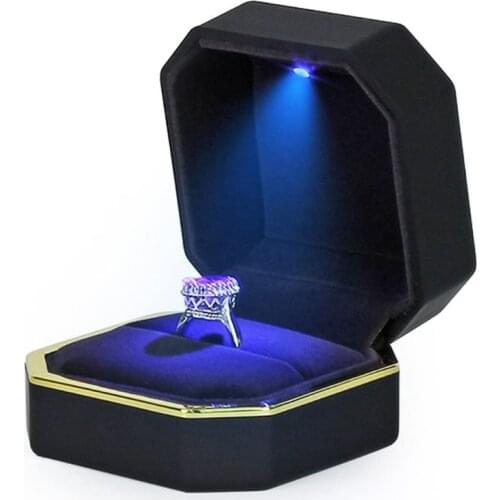 3 ColorLuxury Bracelet Box Square Velvet Wedding Ring Case Jewelry Gift Box with LED Light for Proposal Engagement Wedding New