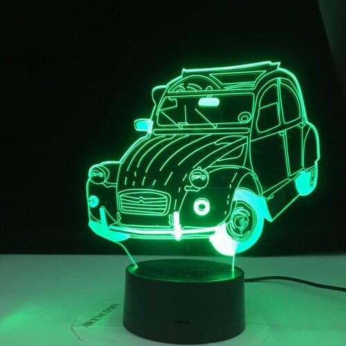 Vintage Car Cool Classic Car 3d Lamp 2cv Illusion Led Night Light Home Decoration Child Bedroom Adult Office Decor Night Light
