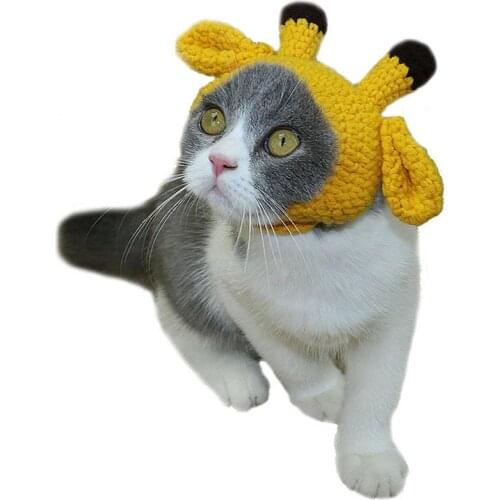 Halloween Knitting Dog-accessories Hat Handmade Small Antler imitation Puppy Pet Cat Winter Grooming Caps Chihuahua Yorkov