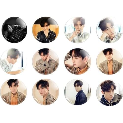 12 PCS Zhu Yilong Photos Mirror China TV Drama Program Male Art Picture Portable Pocket Carry Cosmetic Mirror Christmas Gift