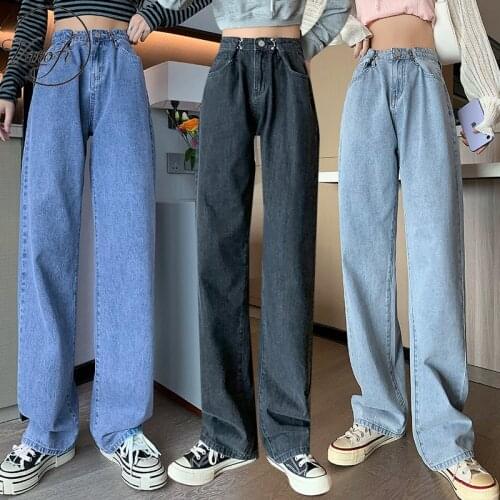 Varofi High-waisted jeans womens loose, straight, floor-length pants woman jeans y2k jeans baggy jeans women high waisted jeans