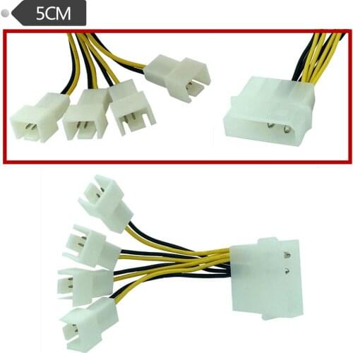 2pc Fan Splitter 4-Pin Molex To 3-Pin 5V/7V/12V (3x Sockets),5cm