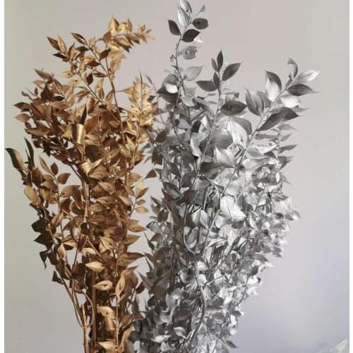 20g/bunch,Natural Dried Brittle Leaves Bouquet,Display Gold Silver White Eternal plant for Wedding Home Decoration accessories