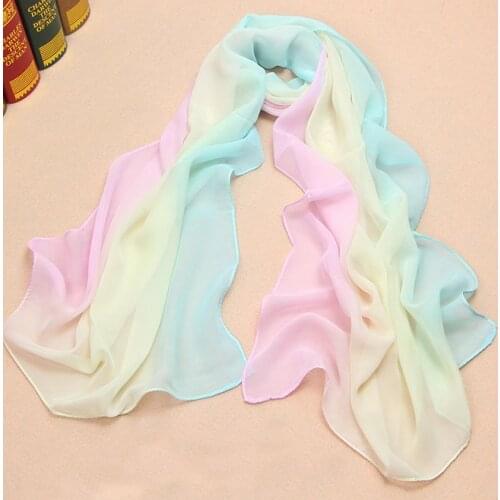 2018 Nice Chiffon Scarf Women High Quality Gradual colors chiffon georgette silk scarves shawl female long design 155x47cm