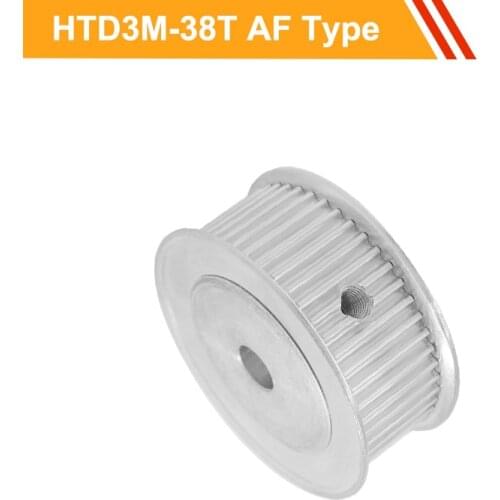 3M 38T Aluminium Pulley Wheel HTD3M Type Timing Belt Pulley 11mm/16mm Belt Width 6/6.35/8/10/12/14mm Bore Gear Pulley