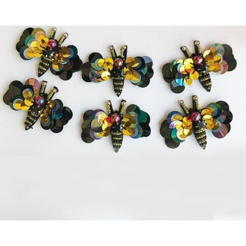 5pcs/lot Bee Decorative Creative Patch Three-dimensional Nail Bead Patches sewing on Hat Coat Pants Accessories