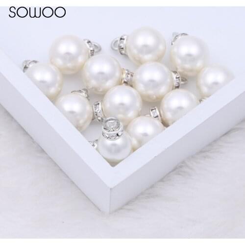 50pcs/lot 8MM 10MM 12MM Sliver Crystal Ring Flower bead cap& Imitation pearls Loose pearl DIY Jewelry Findings SOWOO
