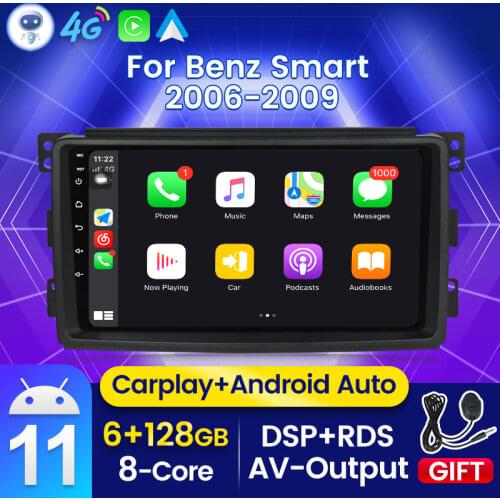6G + 128G Android 11 Car DVD Player for Mercedes Benz Smart Fortwo 2006 2007 2008 2009 Radio Stereo BT GPS Navi Wireless Carplay