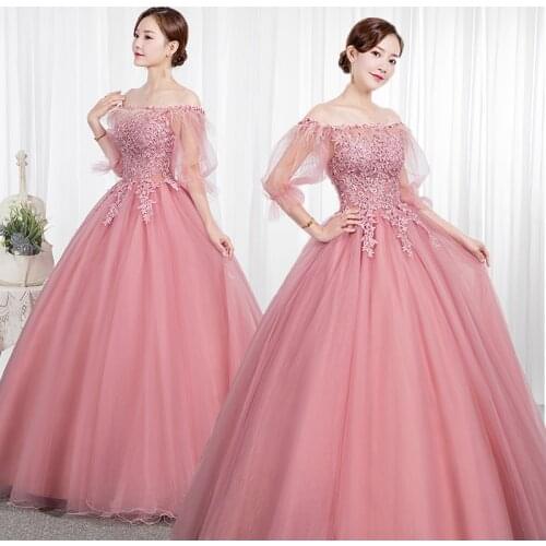 Pink fairy lantern sleeve applique flower ball gown Renaissance Gown queen Victorian/Marie Belle