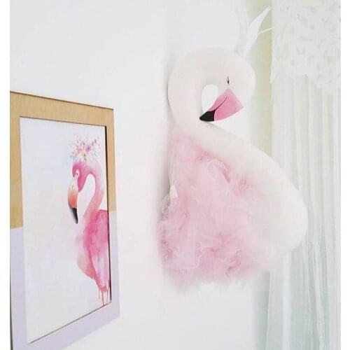 Baby Swan Bed Wall Hanging Decor Stuffed Toy Plush Doll Children Room Home Decoration Kids Birthday Gifts Ornament Photo Props