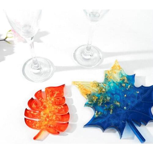 DIY Leaf Shape Coaster Epoxy Resin Silicone Mold Jewelry Fillings Pendant Accessory Handmade Cup Mat Maple Leaf Tray Mould Craft