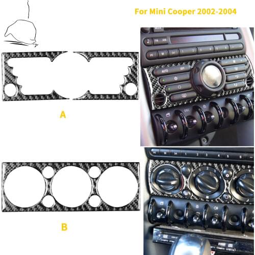 For Mini Cooper Hatch One R50 R53 2002 2003 2004 Car Air Conditioning Button Panel Climate Control Knob Carbon Fiber Sticker