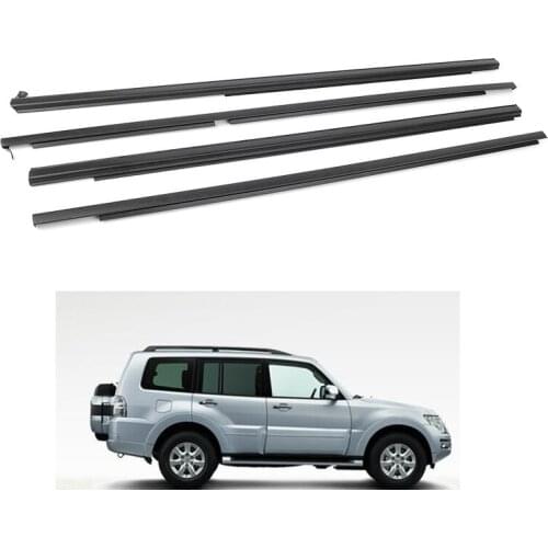 For Montero V73W V74W V75W V78W V93W Outside Window Weatherstrip Moulding Trim Strip Deflector Rain Seals Belt 4pc/set