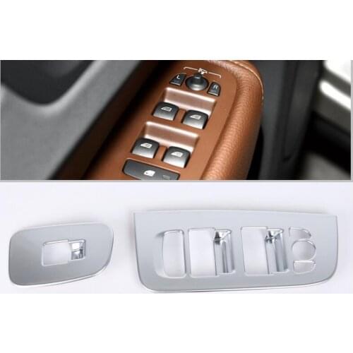 For Volvo XC60 2018 4 PCS Matte Silver ABS Chrome Door Armrest Window Glass Lifter Button Cover Trim Car Styling Accessories