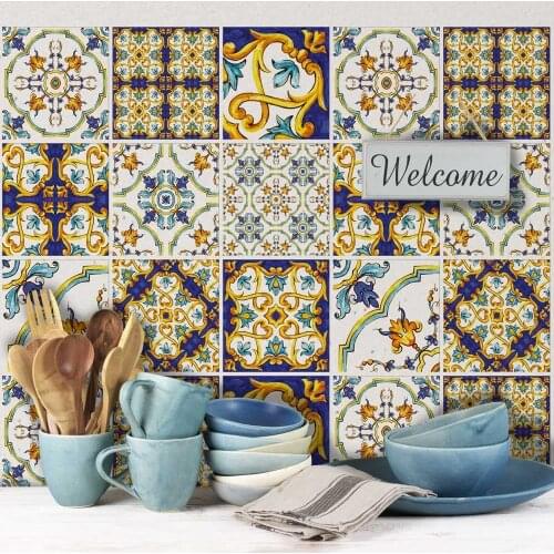 K-PS00069 (16 pieces) tile size 15x15 cm - Made in Italy-PVC for bathroom and kitchen