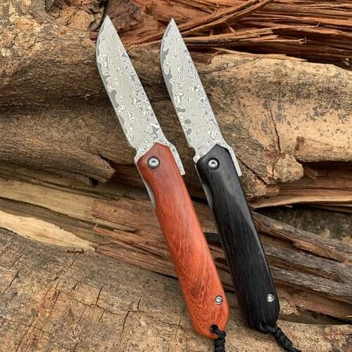 Handmade Rosewood Damascus Pocket Knife VG10 Multifuntion Tools Camping Folding Knife Collection Hiking Hunting Wallet Knives