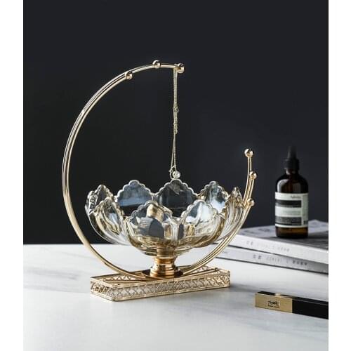 Creative Light Luxury American Glass Fruit Tray Home Living Room Coffee Table Snack Plate Desktop Decoration Storage Bowl