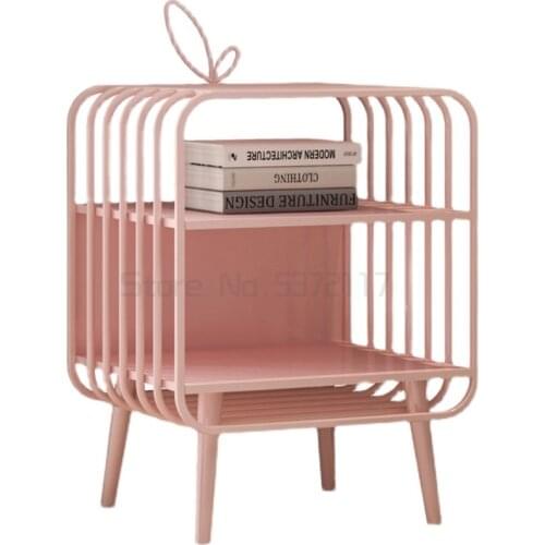 Creative iron European bedside table childrens small narrow modern simple bedroom bedside bookshelf