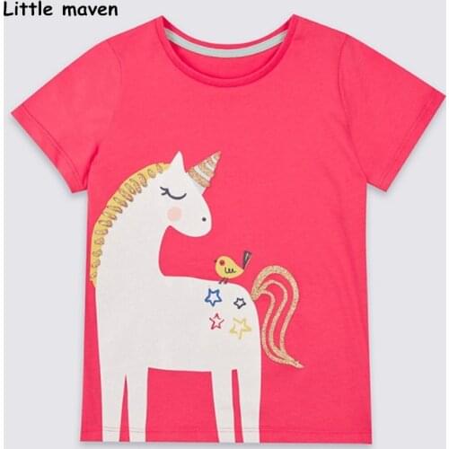 Little maven children clothes 2018 summer baby girls clothes short sleeve tee tops unicorn print Cotton brand t shirt 50961