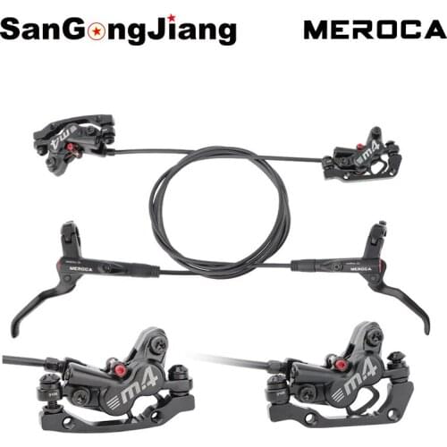 MEROCA M4 Mountain Bike Oil Brake MTB Hydraulic Disc Brake 4-Piston Caliper F 800mm R 1400mm Left Rear/Right Front Brake