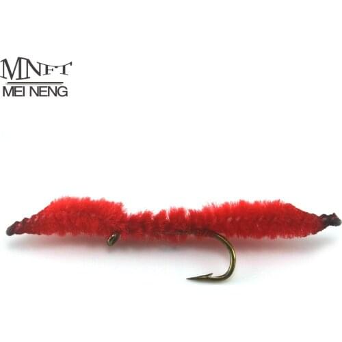 MNFT 10Pcs #10 San Juan Worms Red Nymphs Fly Flies Trout Fishing
