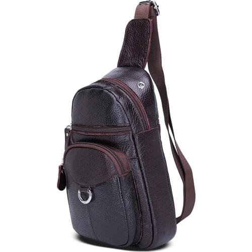 Unisex Genuine Leather Chest Bag Men Vintage Chest Pack FemaleTravel Messenger Crossbody Bag For Man Single Shoulder Bag