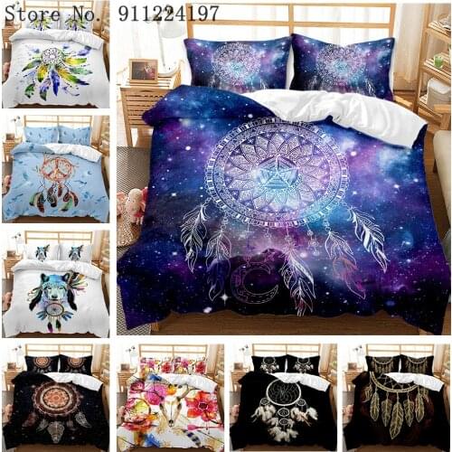 Psychedelic Bohemian Dream Bedding Set King Queen Size Colorful Catcher Duvet Cover Sets With Pillowcase Bedspread 2/3 PCS