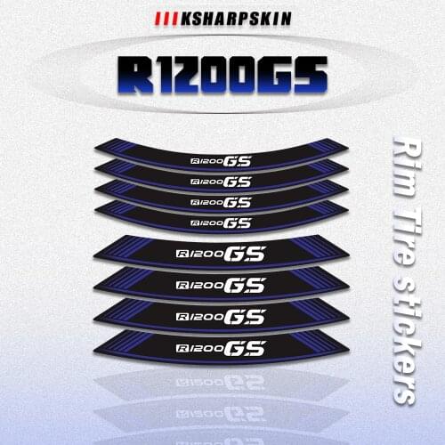 8Pcs Motorcycle Front and Rear Wheel Rim Edge Sticker Decal Emblem MotorBike Refit Decoration For BMW R1200GS gs r1200 gs