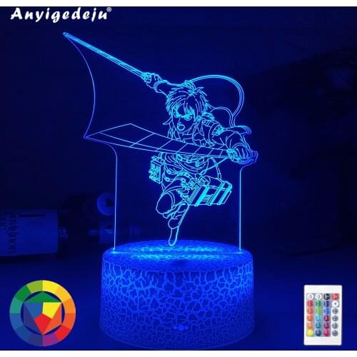 Newest Anime Attack on Titan Levi Ackerman Led Night Light Lamp for Bedroom Decoration Kids Gift Attack on Titan Table 3d Lamps
