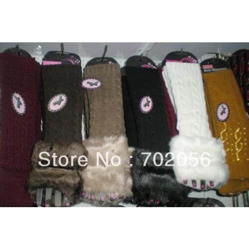 NEW ARRIVAL winter solid Faux fur Knitted Fingerless long Gloves Arm Warmers 24pairs/lot mixed colors #3421