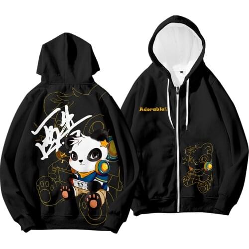 Autumn Fashion Brand Couple Dress Red Panda Jacket Printed Loose Casual Plus Velvet Turtleneck No Liner Hooded Zip Wear