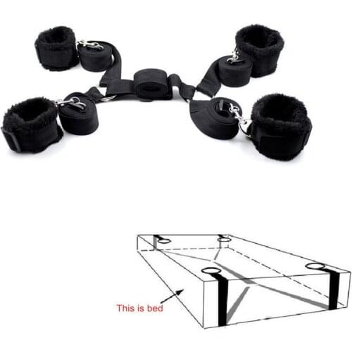 Under Bed Restraint System Erotics BDSM Bondage Strap Rope ,Fur Lined Hand Cuffs Ankle Cuffs Accessories Adult Game Sex Toys
