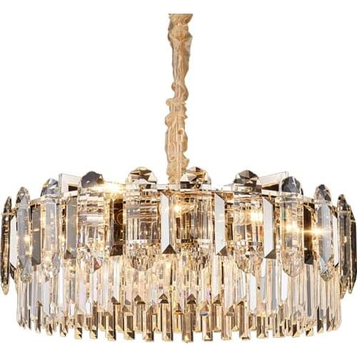 Modern Crystal Chandeliers Decoration For Living Room Dia.40/60/80cm Simple Luxury Dining Room Bedroom Chain Lighting Fixture