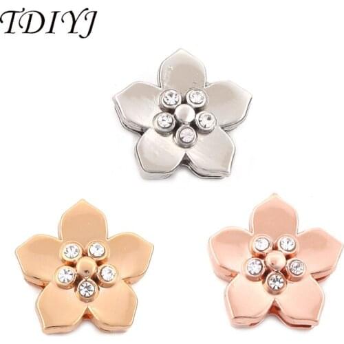 TDIYJ Fashion Keeper ing Plum Flower Slide Charms with Crystals for Leather Wrappable Keeper Bracelet as Women Jewelry 12pcs/lot